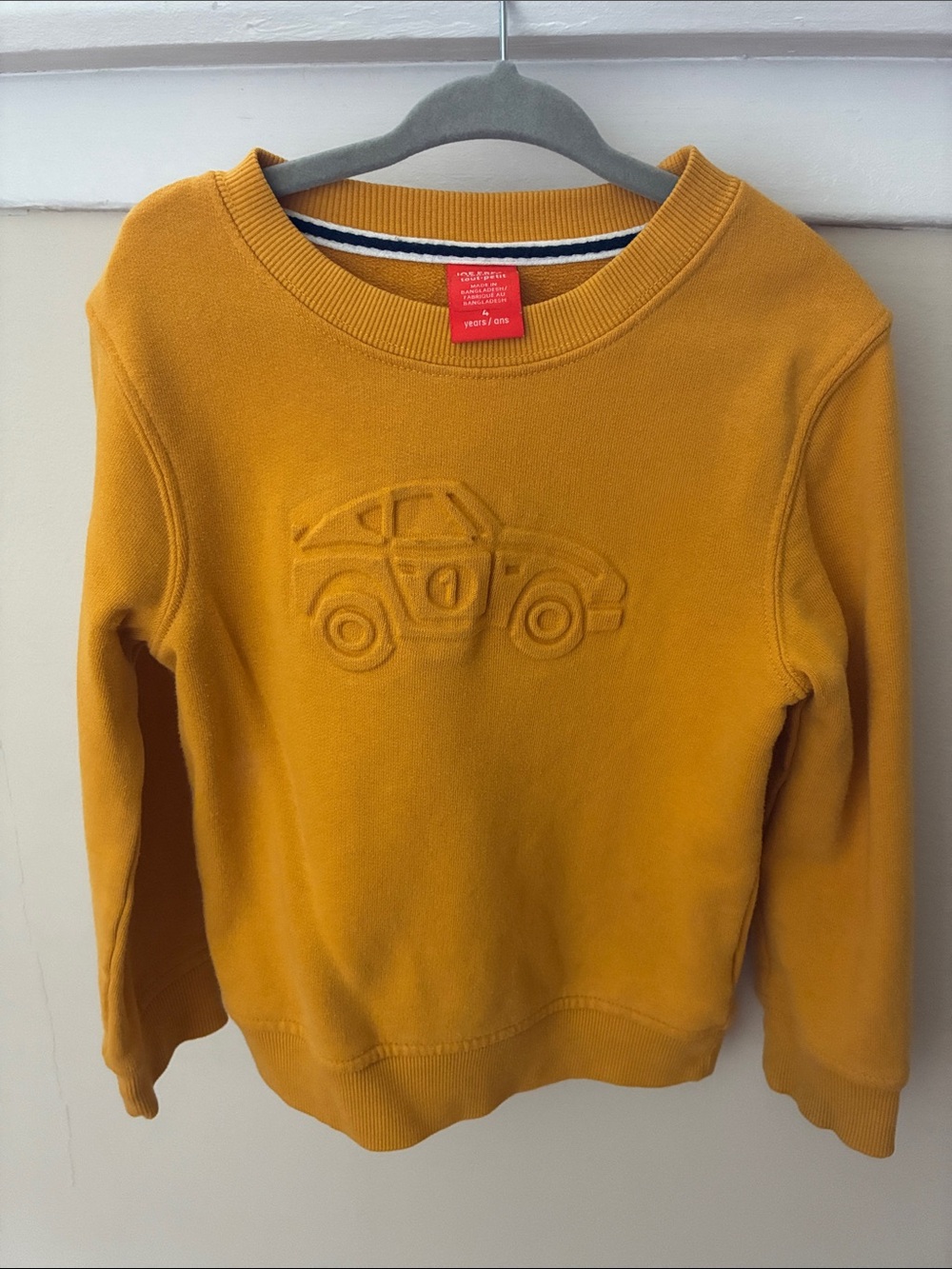 Joe Fresh Mustard Yellow Kids Sweatshirt with Embossed Car